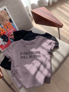 White Short Sleeve T-Shirt Womens Summer Slim Fit Short Length Commute Vintage Cotton Printed round Neck Top for Younger Women