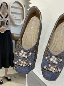 Traditional Beijing Cloth Shoes 2024 New Style Casual Trendy Korean Version Single Shoe with Deep Mouth Zipper Closure