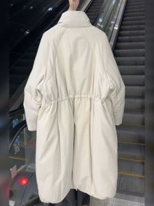 DANTING | Womens Stand Collar Beige Long Style Down Jacket