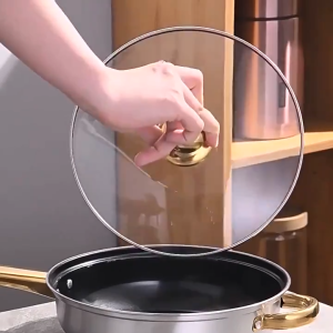 12 PCS Stainless Steel Golden Non-sticks Casserole Soup Set Kitchenware