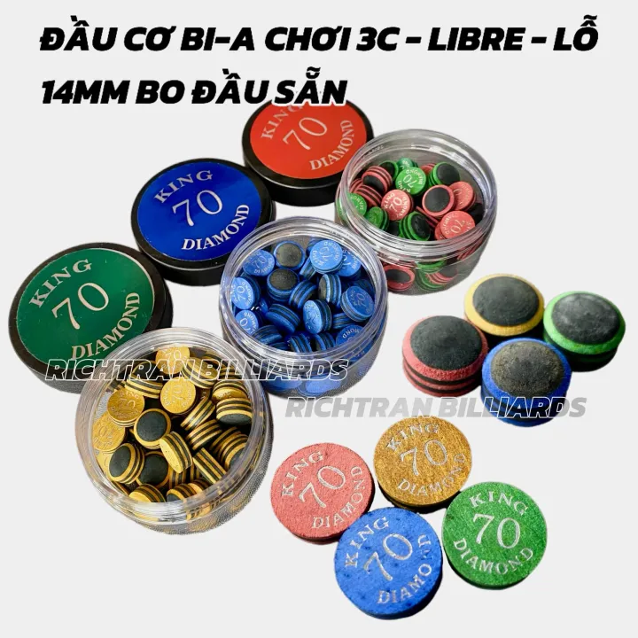 Đầu Cơ Bida 3C Libre Lỗ King Diamond 6 Lớp 14mm Độ Cứng Trung Bình| Đầu Gậy Bi-a Cá Nhân Hoặc Câu Lạc Bộ Billiards