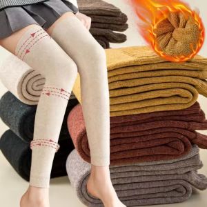 Autumn Winter Cotton Knitted Leg Warmers for Women Thermal Over Knee Socks Windproof Thick Long Sock Non Slip Warm Knee Stocking
