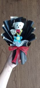 Buket Mini isi gantungan Boneka Bear wisuda Wraping gembul Graduation