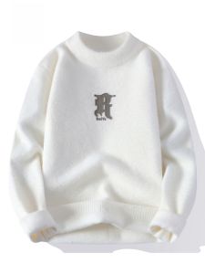 ROMON | Lormen Mens Knitted Sweater Round Neck Thickened Warm Casual Fashion Winter Leisure Inner Wear Base Shirt Trendy Line Shirt