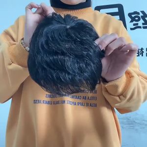 Wig Mens Short Hair Korean Version Handsome 37% True Hair Light Thin Breathable Hair Line Invisible Natural Head Patch