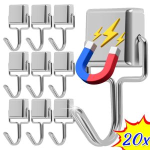 20Pcs Magnetic Metal Hooks Strong Heavy Duty Magnet Hanging Holder Home Kitchen Bathroom Multi-Purpose Storage Organizer Hook