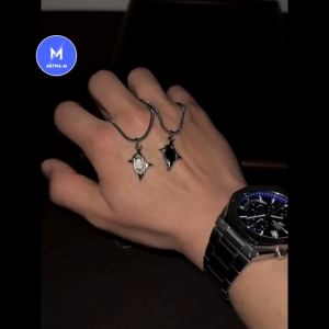 Gothic Charm Star Titanium Steel Necklace Snake Chain Hip Hop Punk Men Women Kalung Rantai Leher Lelaki Fashion 双子星钛钢项链