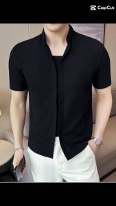 Áo thun áo thun nam cổ đứng thiết kế mới bao đẹp chất vải mềm mịn không nhăn - H73