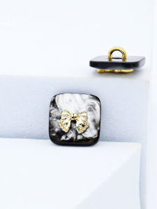 Nút Nhựa Mạ Kim Loại Hình Thắt Nút Bướm Màu Đen Nhung Lấp Lánh Cho Áo Khoác Và Váy Phong Cách Nhỏ