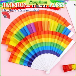 C.N. 7 inch childrens craft folding fan rainbow flat fan kindergarten cloth dance small fan cold fan