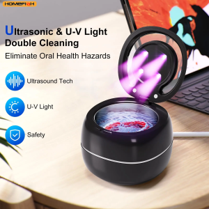 Ultrasonic Cleaner For Retainers Dentures Jewelry Cleaning Machine Mini Portable UV Ultrasonic False Teeth Retainer Cleaner