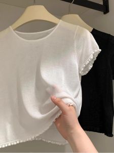 SHAXU | Slim Fit Short Sleeve T-Shirt White Ice Silk Knit