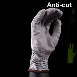 [STOK MALAYSIA] ANTI CUT/SLIP RESISTANT WORK SAFETY GLOVES WITH PU COATED (1 PAIRS)