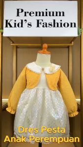 KID FASHION: Dress Anak Perempuan Gaun Anak Cewek Lengan Panjang Katun Polos Korean Style Usia 1-4 Tahun