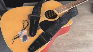 LEKATO LGS-7 Guitar Strap 2.5″ Wide Electric Guitar Acoustic Guitar Strap Bass Strap Anaglyph Embossed Floral Pattern Guitar Strap
