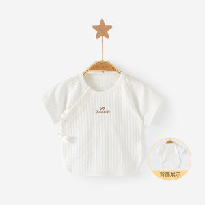 Newborn Baby Clothes Summer Newborn Pure Cotton 0 Tops March Half Sleeve Thin Short Sleeve Gown Baby Semi-Back Clothing