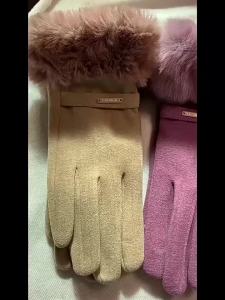 Winter Women Keep Warm Plus Velvet Touch Screen Thicken Plush Wrist Suede Gloves Fashion Personality Elegant Drive Cycling