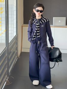 MPW | ชุดเด็กผู้หญิงลายทางลำลอง ชุดสองชิ้น ฤดูใบไม้ผลิและฤดูใบไม้ร่วง เสื้อผ้าเด็ก MPW สำหรับเด็กอายุ 3-14 ปี