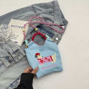 กระเป๋าผ้าใบลายสุนัขป่าก์สีสันสดใสสำหรับฤดูร้อน กระเป๋าสะพายข้างลายสุนัขป่าก์แบบสะพายข้างสำหรับผู้หญิง กระเป๋าถือผ้าใบลายสุนัขป่าก์