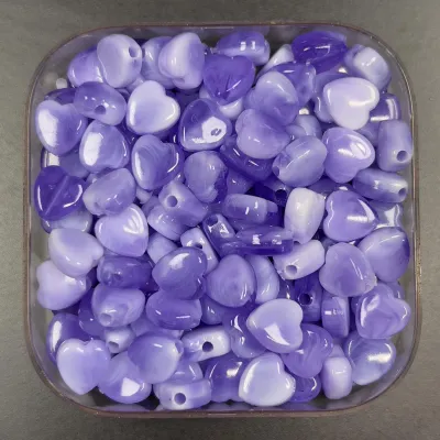 Veeds 40 Pcs Heart Purple Bead 8mm Stone Imitation DIY Beads Art and Craft