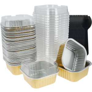 150 Chiếc Giấy Nhôm Cupcake Ly 150Ml Vuông Chống Dính Làm Bánh Ly Nhựa Thân Thiện Với Môi Trường Ramekin Pudding Món Tráng Miệng Kem Hộp Đựng