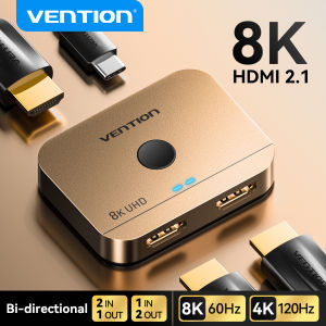 Vention HDMI 2.1 Switcher 8K 60Hz 4K 120Hz for Laptop PC PS5 Monitors Xbox TV Bi-Directional 2 in 1 Out 1 in 2 Out HDMI Splitter