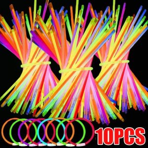 10Pcs Glow Stick DIY Glasses Bracelet Necklace Neon Fluorescent Stick Concert Birthday Party Supplies Outdoor Music Festival Decoration Props