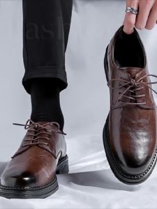 JIANDESAI | Autumn English Style Genuine Leather Elevator Derby Shoes