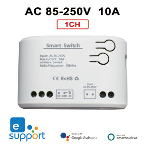 eWelink Wifi Smart Garage Door Electric Gate Opener Dry Contact Switch Module 433 RF Controller Alexa Timer AC DC 7-32V 85-250V