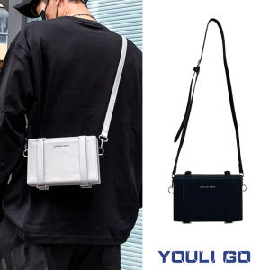 New 2025 Mens Crossbody Bag Hard Shell Small Square Box Phone Holder Fashionable Brand Casual Single Shoulder Bag for Youth