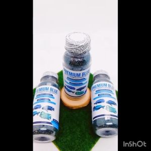 Pelet PREMIUM RED BLUE YELLOW 60 gram kemasan botol untuk Chana Louhan Arwana Oscar