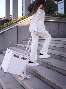 【COD】50L Foldable Trolley Cart Market Carring Hard Plastic 4 / 8 Wheels Climb Stair Storage Cart