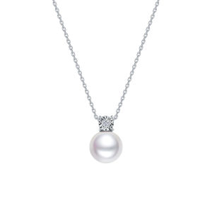 Platinum Akoya Pearl Diamond White Necklace