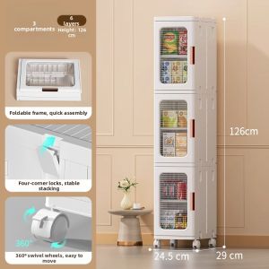 Foldable Multi-layer Narrow Space Storage Cabinet