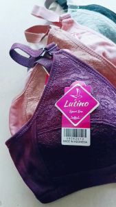 Bra Sport Wanita Lutino Brukat / Bra Sport 36 - 48 Kait 3/2 FullCup Tanpa Kawat Busa Tipis MURAH