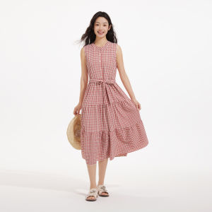 Hotwind | Cultural Youth Style No Sleeve Plaid A-Line Dress