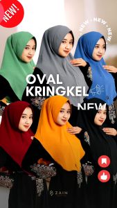 Zain - Kerudung Instan BERGO CRINKLE Airflow Premium Size M Model Oval Polos Jilbab Instan Terbaru