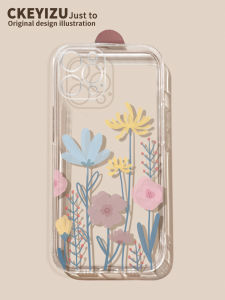 Transparent Silicone Phone Case for Apple 14Promax 15New iPhone 13 Simple Ins Style 12Pro AntiFall 14Plus FullCover 11Xr/Xsmax StraightEdge 6S Thin 7/8 Flowers