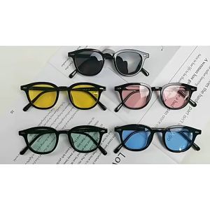 Kacamata Hitam Lensa Warna Bentuk Kotak Gaya Retro Korea Untuk Wanita dan Pria