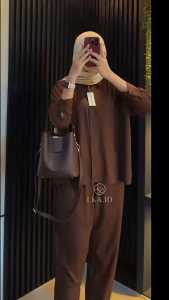 One Set Polos Oversize Rayon Twill Premiun Setelan Kemeja Kulot Wanita Kekinian