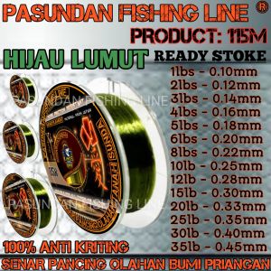 SENAR PANCING PASUNDAN WARNA HIJAU LUMUT BEST SELLER PANJANG 100METER+15M(115M) PASUNDAN FISHING LINE SENAR PANCING OLAHAN SIAP PAKAI ANTI KRITING LENTUR ELASTIS MUDAH TENGGELAM SENAR PANCING KECIL KUAT 10-15-20-30KGSENAR PANCING GALATAMA GALAPUNG MURAH