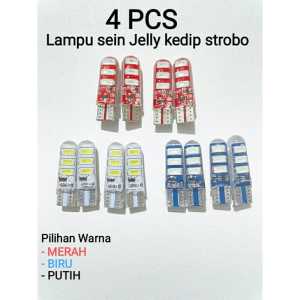 1 PAKET SEIN JELLY KEDIP T10 12 VOLT 2 PASANG 4 PCS SEIN DEPAN BELAKANG UNIVERSAL MOTOR