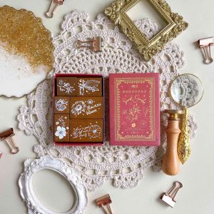 6pcs DIY Wooden Rubber Stamp Stempel Kayu Vintage untuk bullet journal bujo Journal Scrapbook Diary journaling scrapbooking wood stamp
