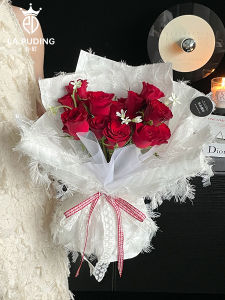 Pak Town DIY Handmade Floral Art Gift Packaging Net Material Shocking Flying Feather Silk Fresh Flower Bouquet Gift Package