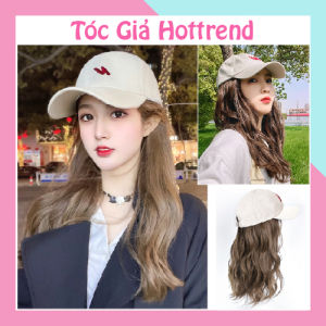 Tóc giả kết hợp mũ thể thao năng động-Tóc giả xoăn sóng ngang lưng Hàn Quốc