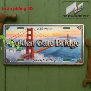 CIFbuy | Cầu Golden Gate Biển Báo Kim Loại Cổ Điển 118x59 Inch Tấm Treo Tường Phẳng Trang Trí Ngoài Trời Dành Cho Những Người Yêu Thích Kiến ​​trúc Du Lịch