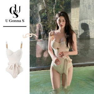 ชุดชายหาดเปิดหลังแขนกุดไม่มีแขนเปิดหลังดันเข้ารูปสำหรับผู้หญิง2024หนึ่งชิ้นเซ็กซี่ชุดบิกินี่น่ารักแฟชั่นเกาหลียืดได้สำหรับผู้หญิงชุดว่ายน้ำ