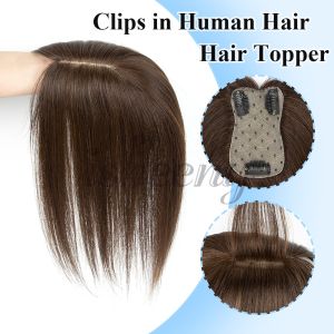 8-14 Inch Real Natural Brown Human Hair Topper 7x11cm Base Net Natural Scalp Top to Hide Bald or White Hair for Women