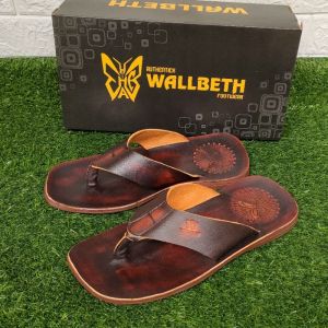 sandal jepit pria full kulit sol karet wallbeth
