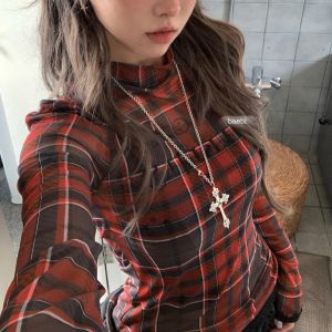 Baebi Original Christmas Limited Edition Printed Elastic Lace Long Sleeve Base Layer Tulle Dress Polyester Fiber Womens T-shirt